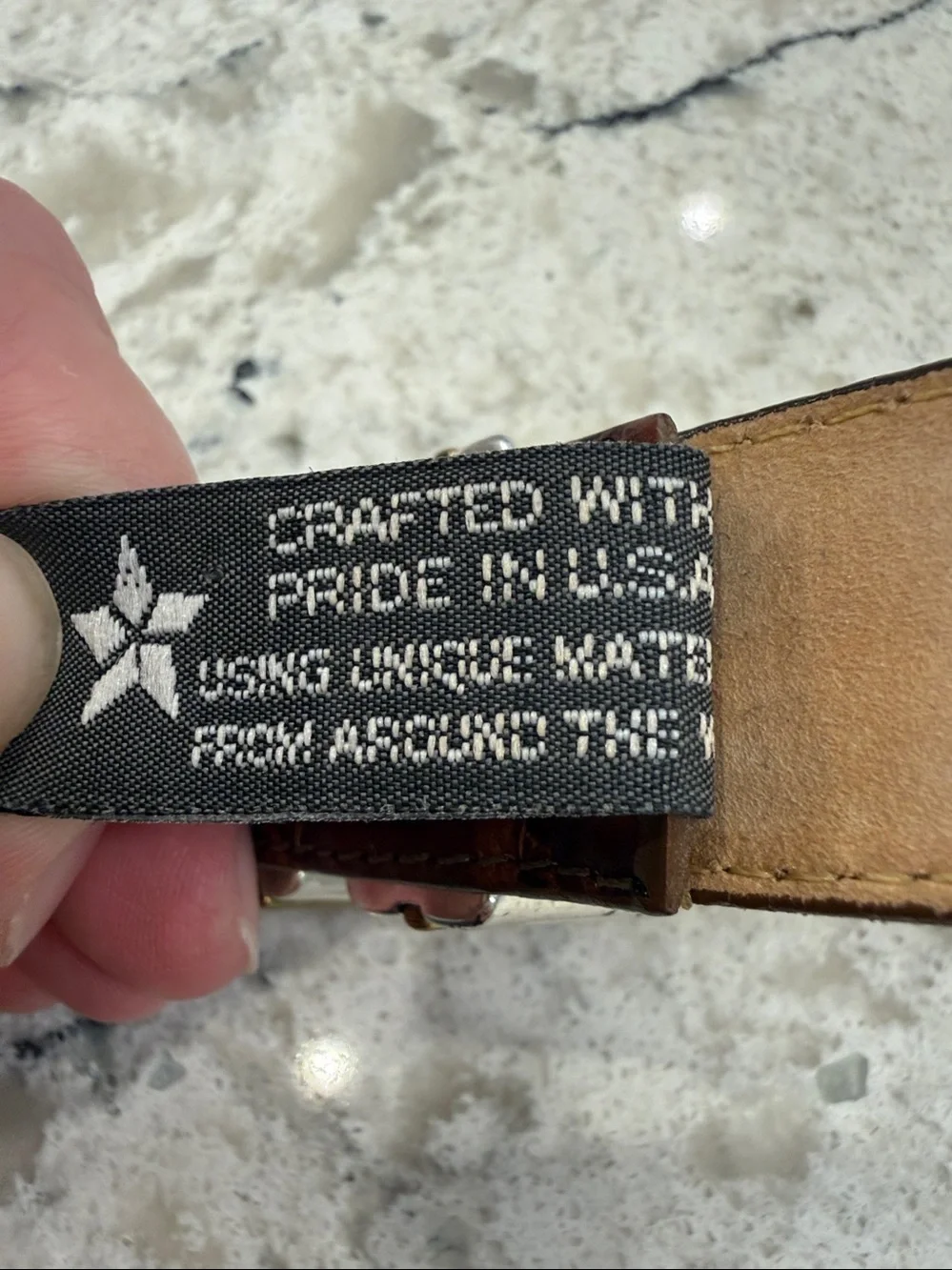 Brighton Vintage Brown Croc Embossed Leather Belt Silver Gold Western Buckle